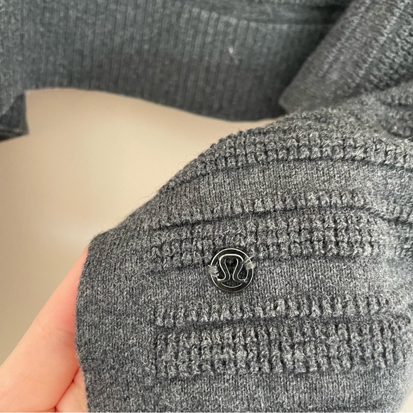 Lululemon Dark Gray Stripe Knit Poncho Sweater One Size - Picture 3 of 4